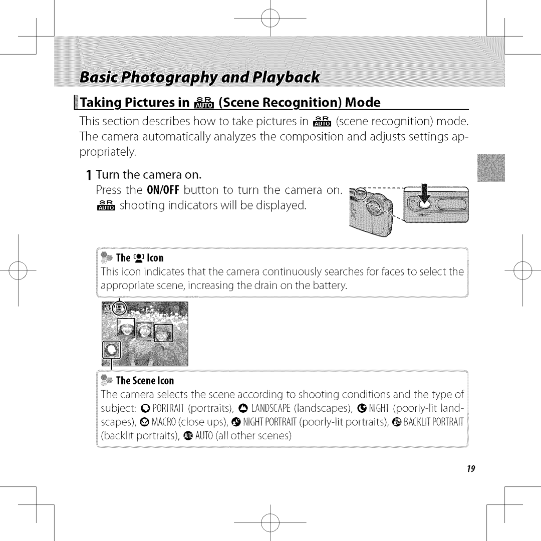 FujiFilm XP30 owner manual Pictures in r Scene Recognition Mode, ThemoIcon 