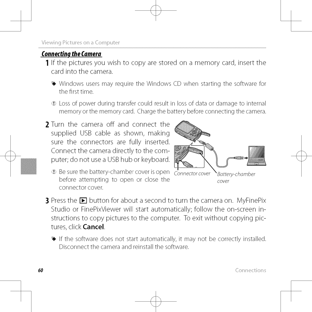 FujiFilm XP30 owner manual Connectingthe Camera 