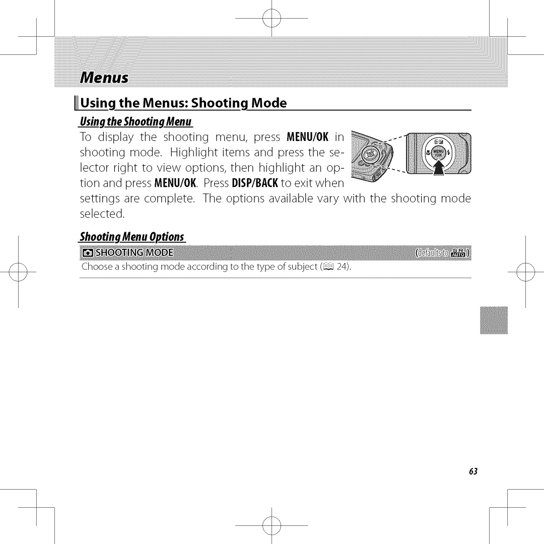 FujiFilm XP30 owner manual Menus Shootinq Mode, Usingthe ShootingMenu, Shooting Menu Options 