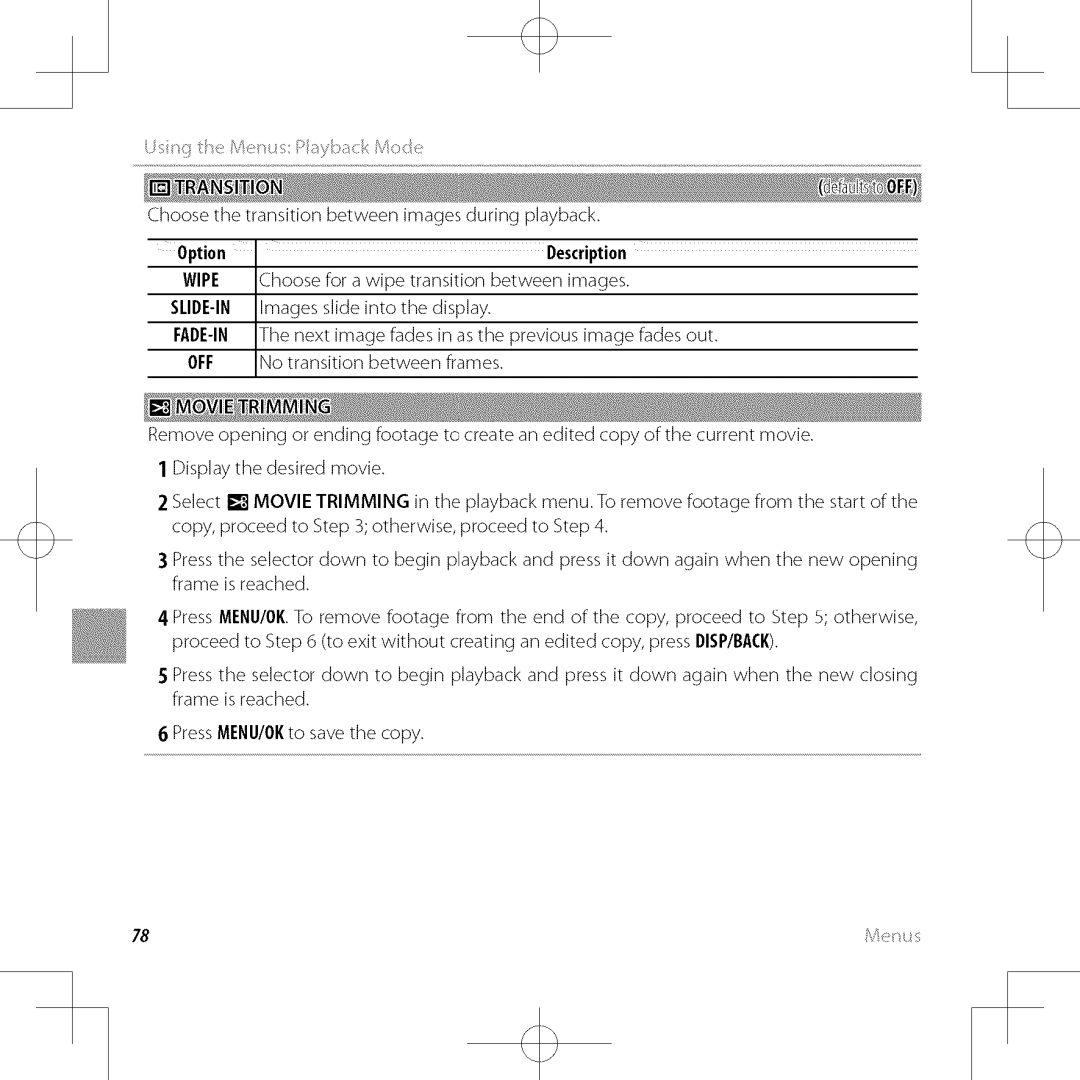 FujiFilm XP30 owner manual Option Description 