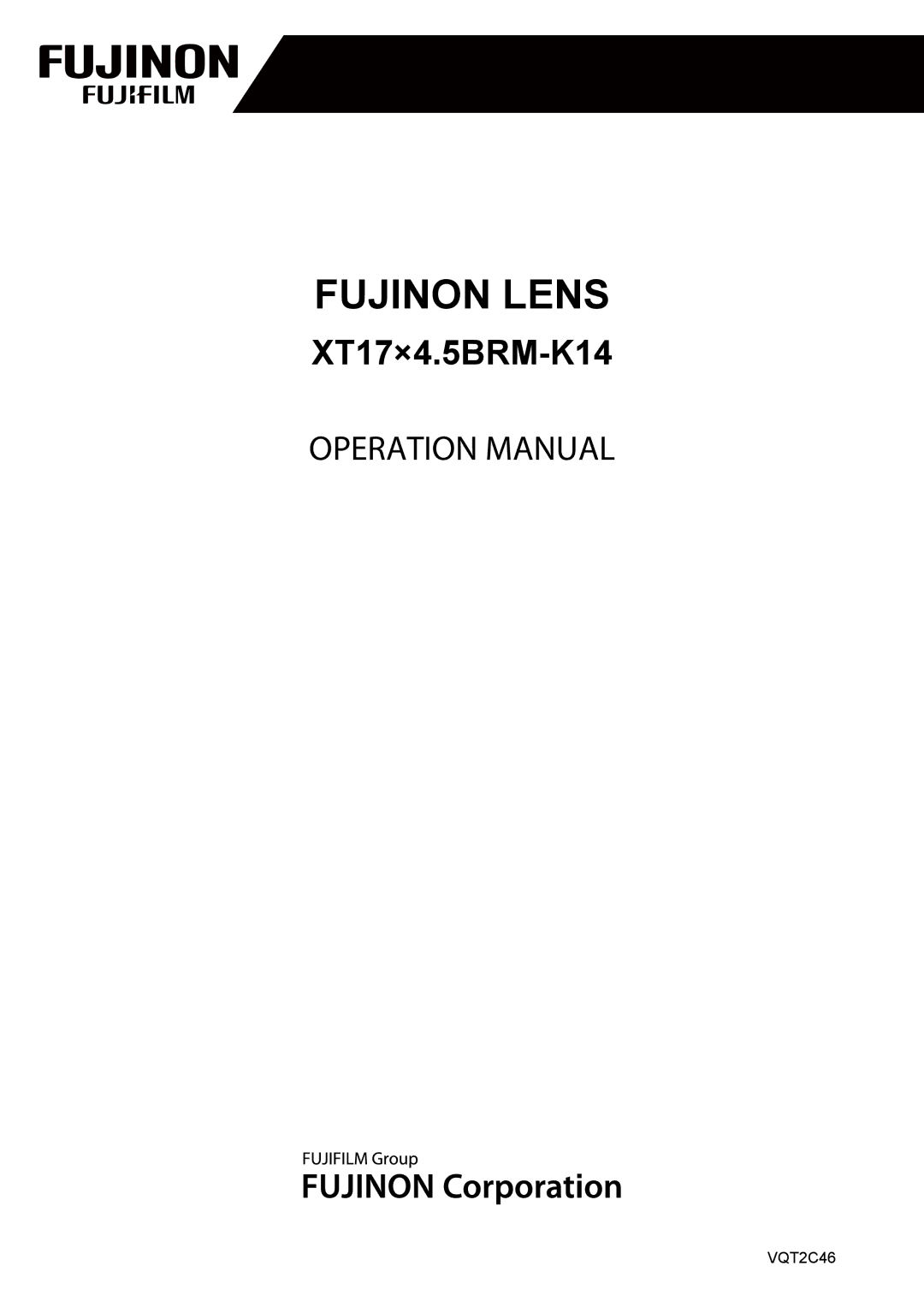 FujiFilm XT174.5BRM-K14 operation manual Fujinon Lens 