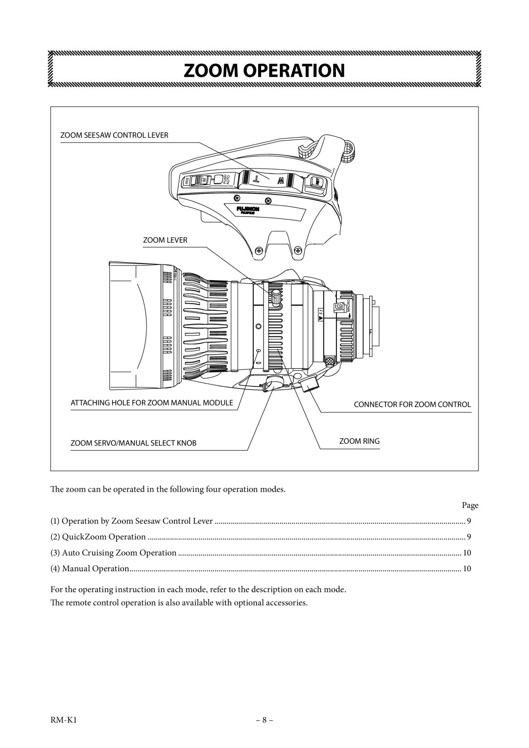 FujiFilm XT174.5BRM-K14 operation manual Zoom Operation 