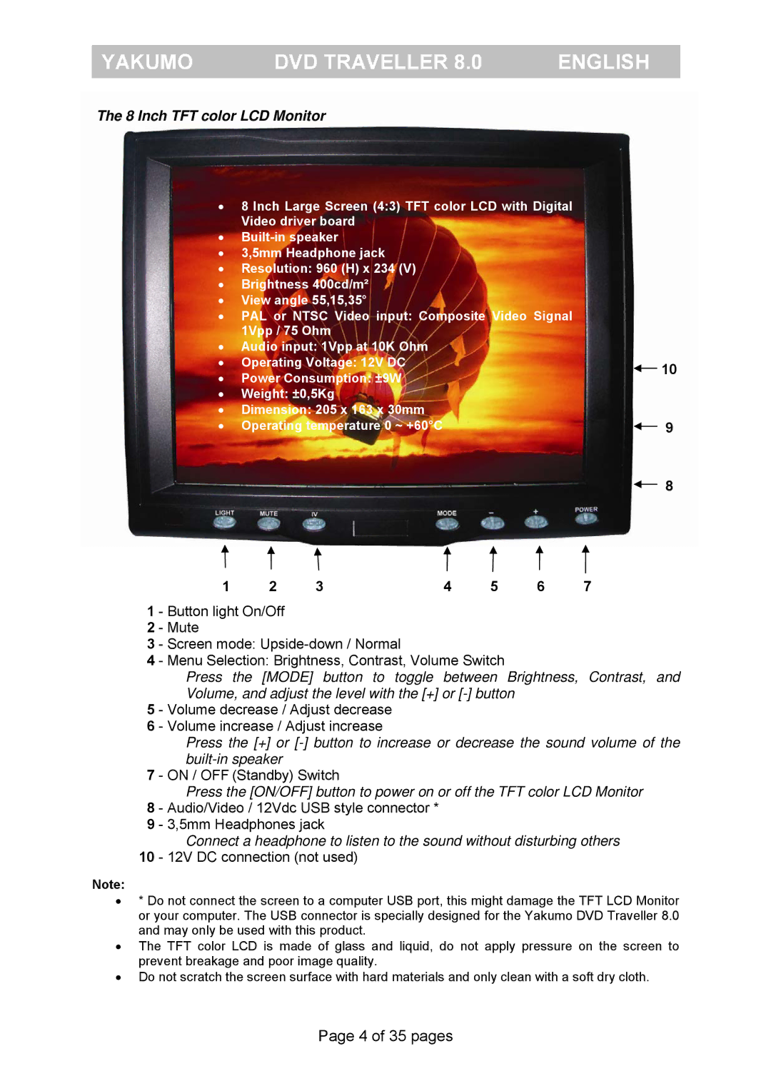 FujiFilm Yakumo DVD Travelle manual Inch TFT color LCD Monitor 