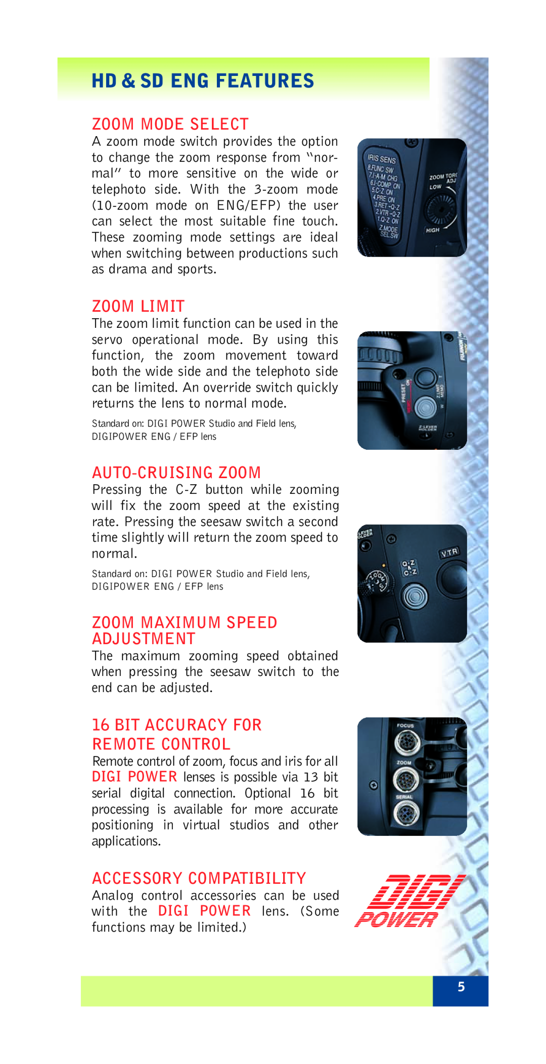 FujiFilm ZA12X4.5B RM/RD specifications Zoom Mode Select, Zoom Limit, Auto-Cruising Zoom, Zoom Maximum Speed Adjustment 