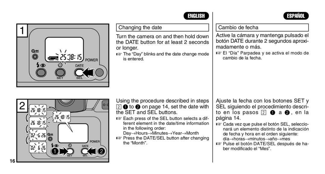 FujiFilm Zoom Date 110ez owner manual Cambio de fecha 