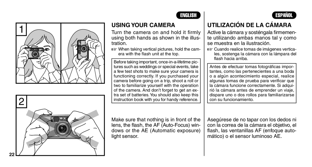 FujiFilm Zoom Date 110ez owner manual Using Your Camera, Utilización DE LA Cámara 