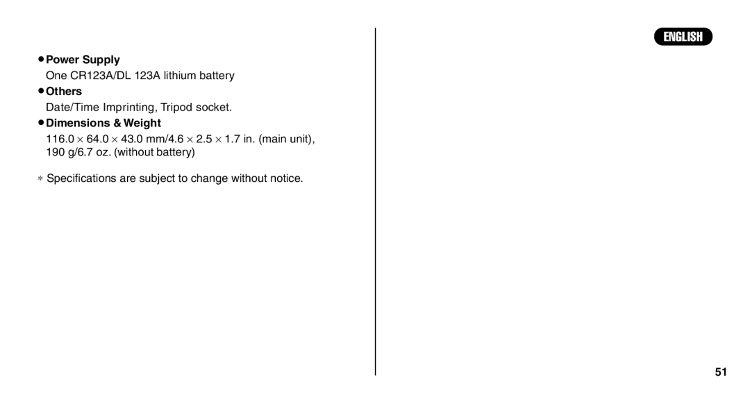 FujiFilm Zoom Date 110ez owner manual Power Supply 