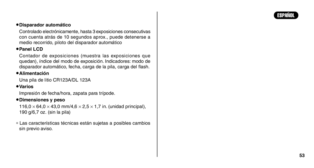 FujiFilm Zoom Date 110ez owner manual Alimentación 