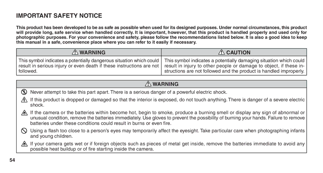 FujiFilm Zoom Date 110ez owner manual Important Safety Notice 