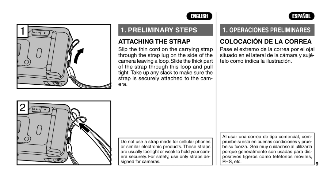 FujiFilm Zoom Date 110ez owner manual Attaching the Strap, Colocación DE LA Correa 