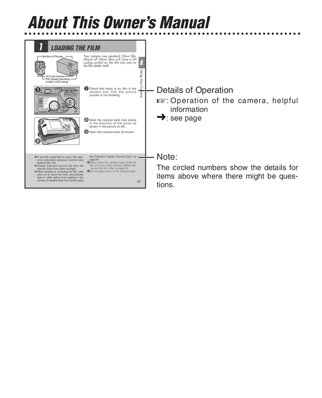 FujiFilm Zoom Date 160ez owner manual Details of Operation 