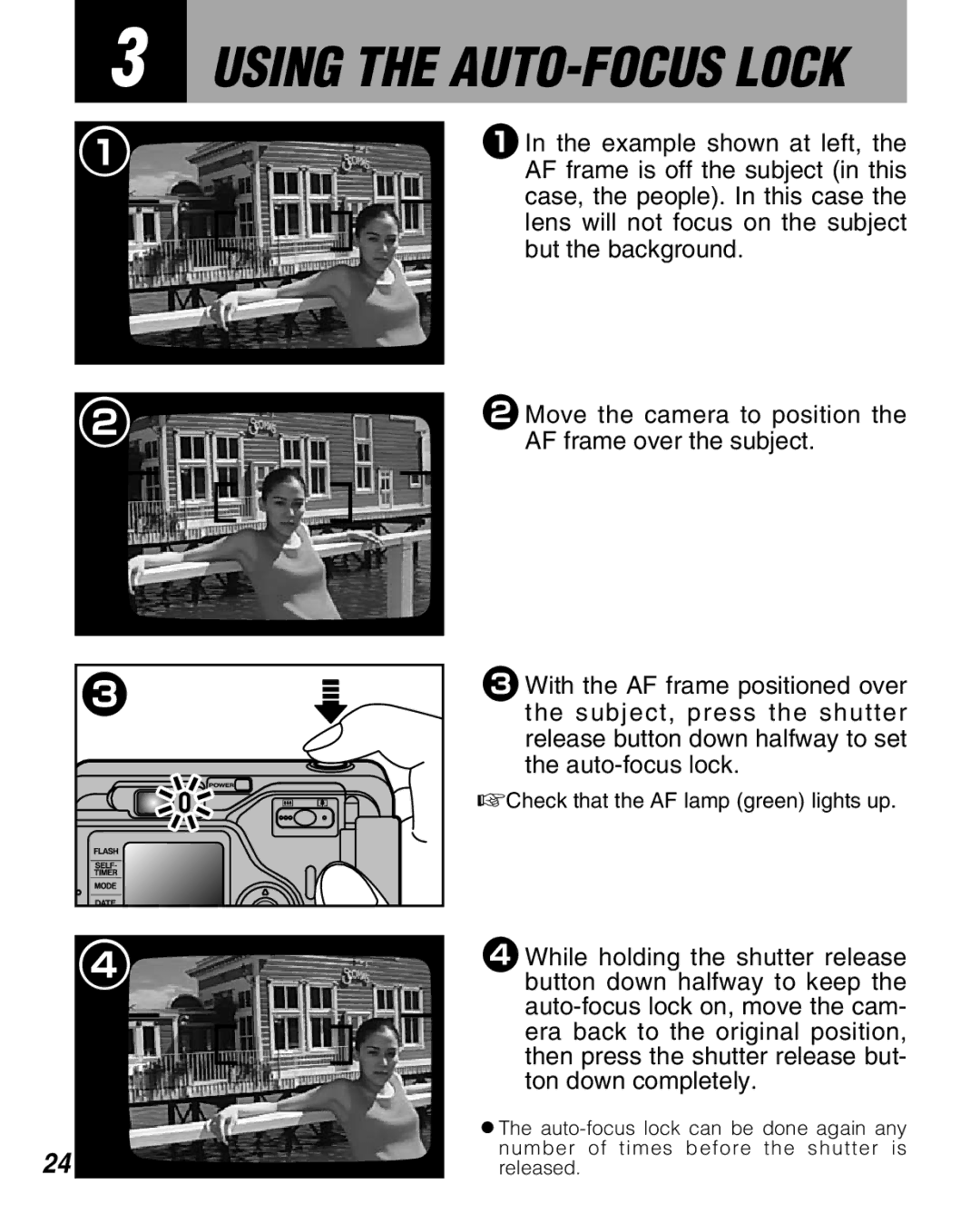 FujiFilm Zoom Date 160ez owner manual Using the AUTO-FOCUS Lock 