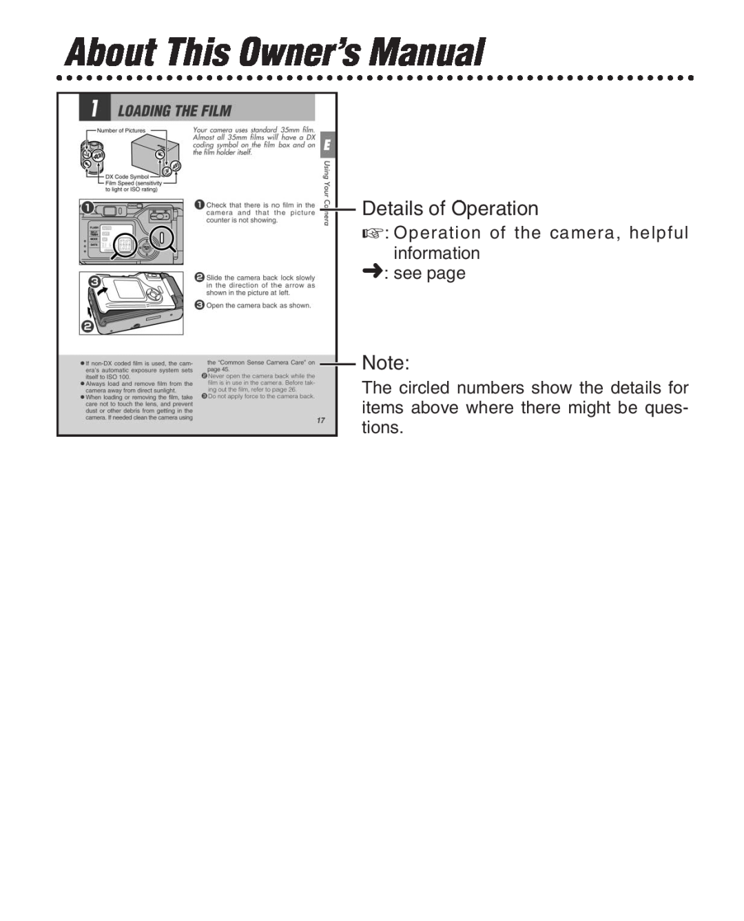 FujiFilm Zoom Date 160ez owner manual About This Owner’s Manual, Details of Operation 