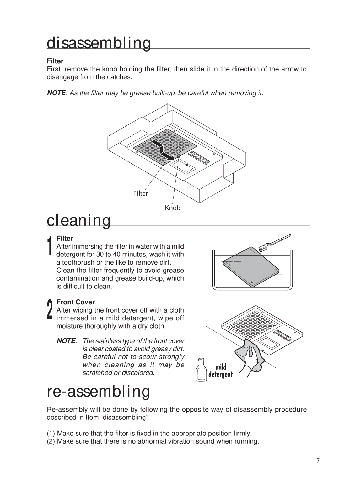 Fujioh BUF-0 operation manual Disassembling, Cleaning, Re-assembling 