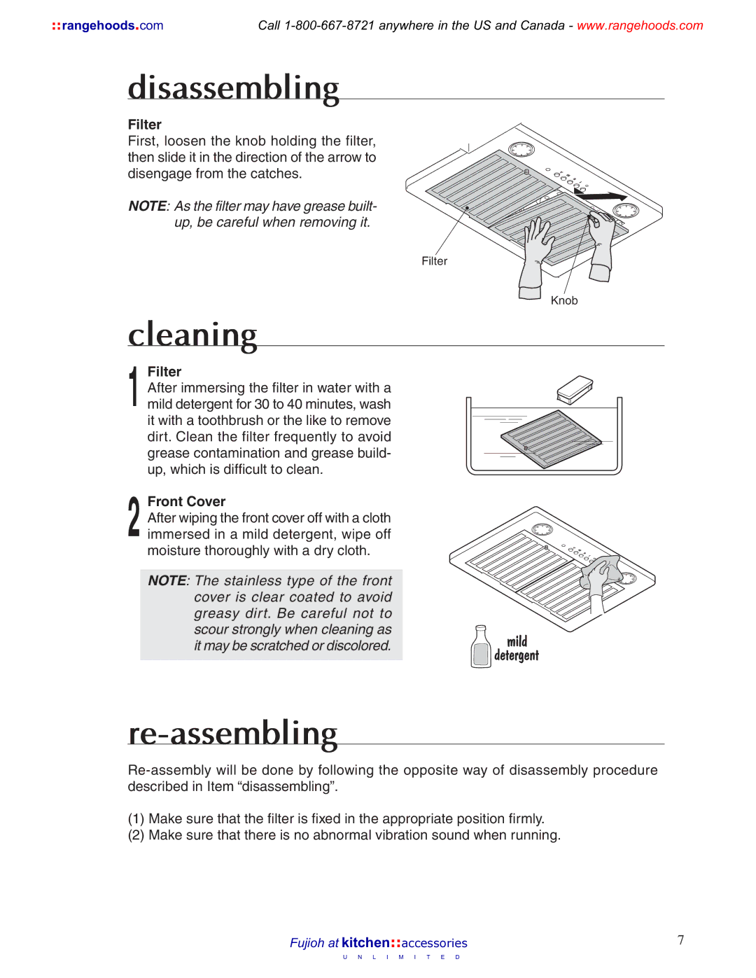 Fujioh 021, BUF-011 operation manual Disassembling, Cleaning, Re-assembling 