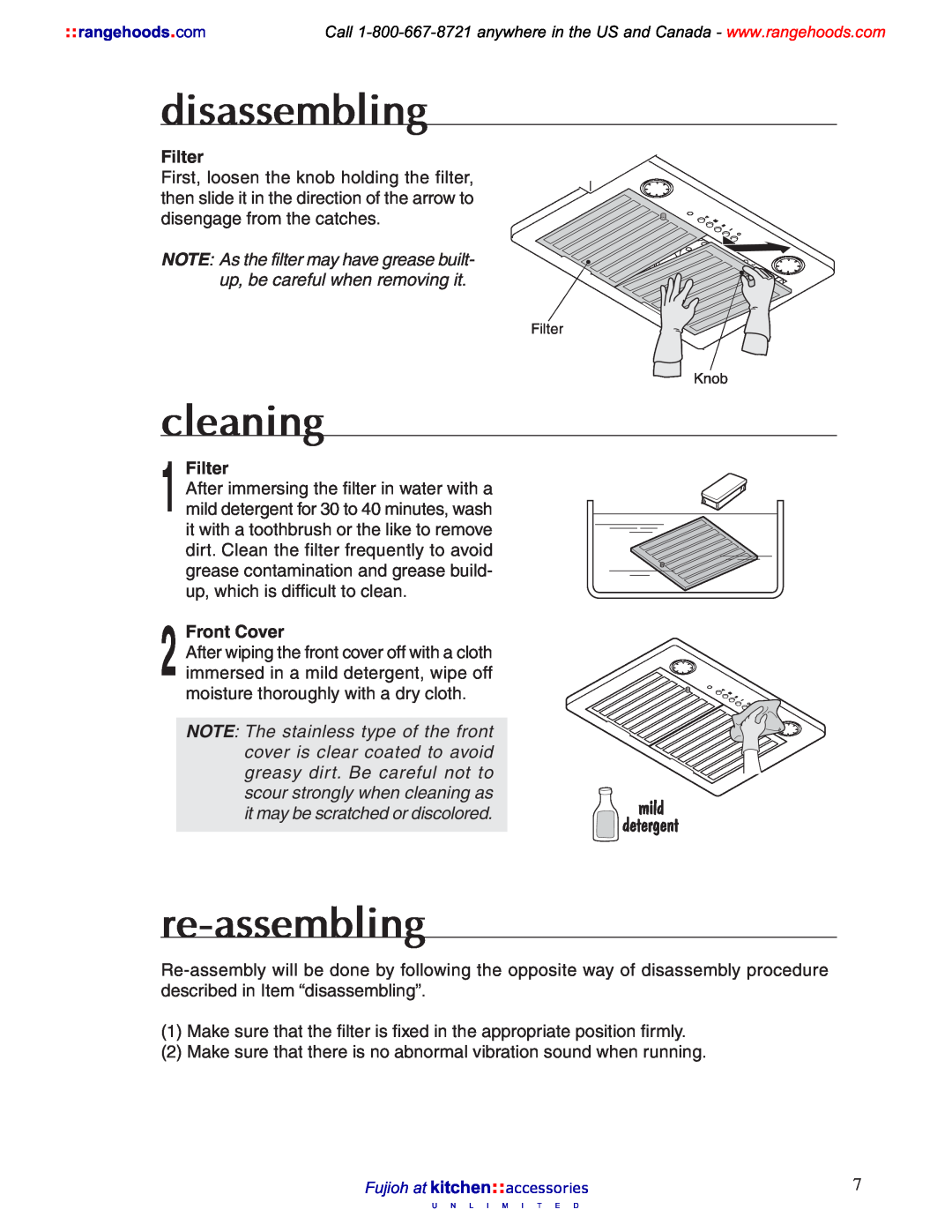 Fujioh 021, BUF-011 operation manual disassembling, cleaning, re-assembling, Filter, Front Cover 
