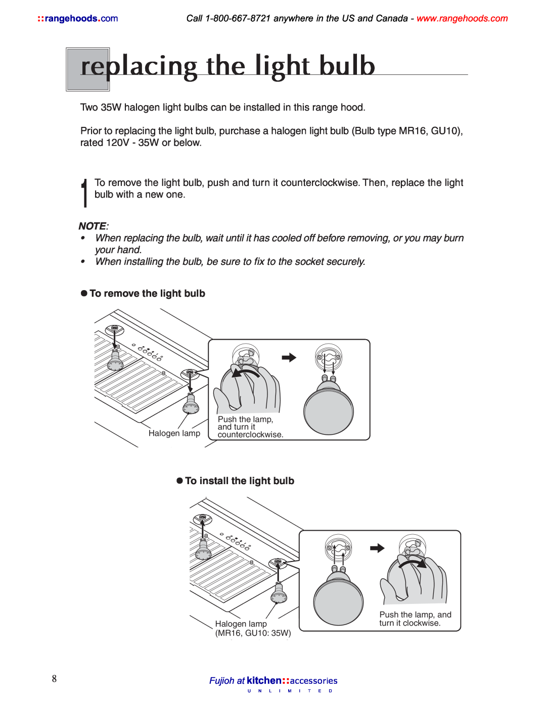 Fujioh BUF-011, 021 operation manual replacing the light bulb, To remove the light bulb, To install the light bulb 