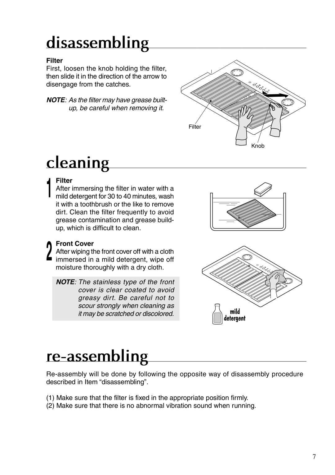 Fujioh BUF-011/021 operation manual Disassembling, Cleaning, Re-assembling 