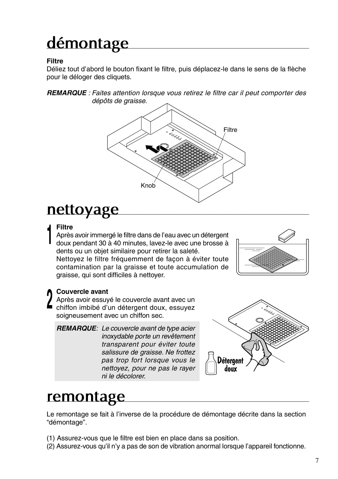 Fujioh BUF-02A, BUF-01A operation manual Démontage, Nettoyage, Remontage 