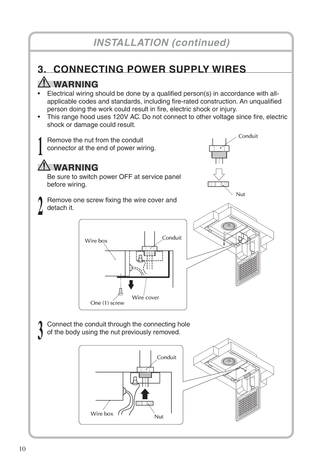 Fujioh BUF-02, BUF-01 installation manual Connecting Power Supply Wires 