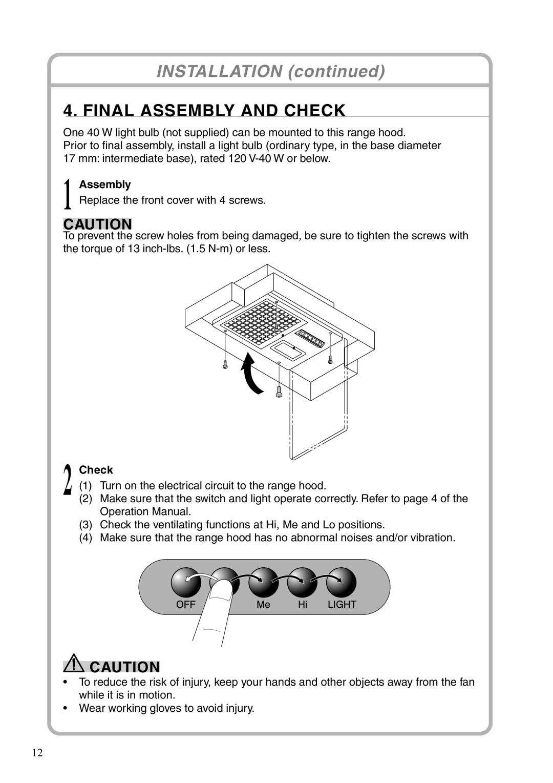 Fujioh BUF-02, BUF-01 installation manual Final Assembly and Check 