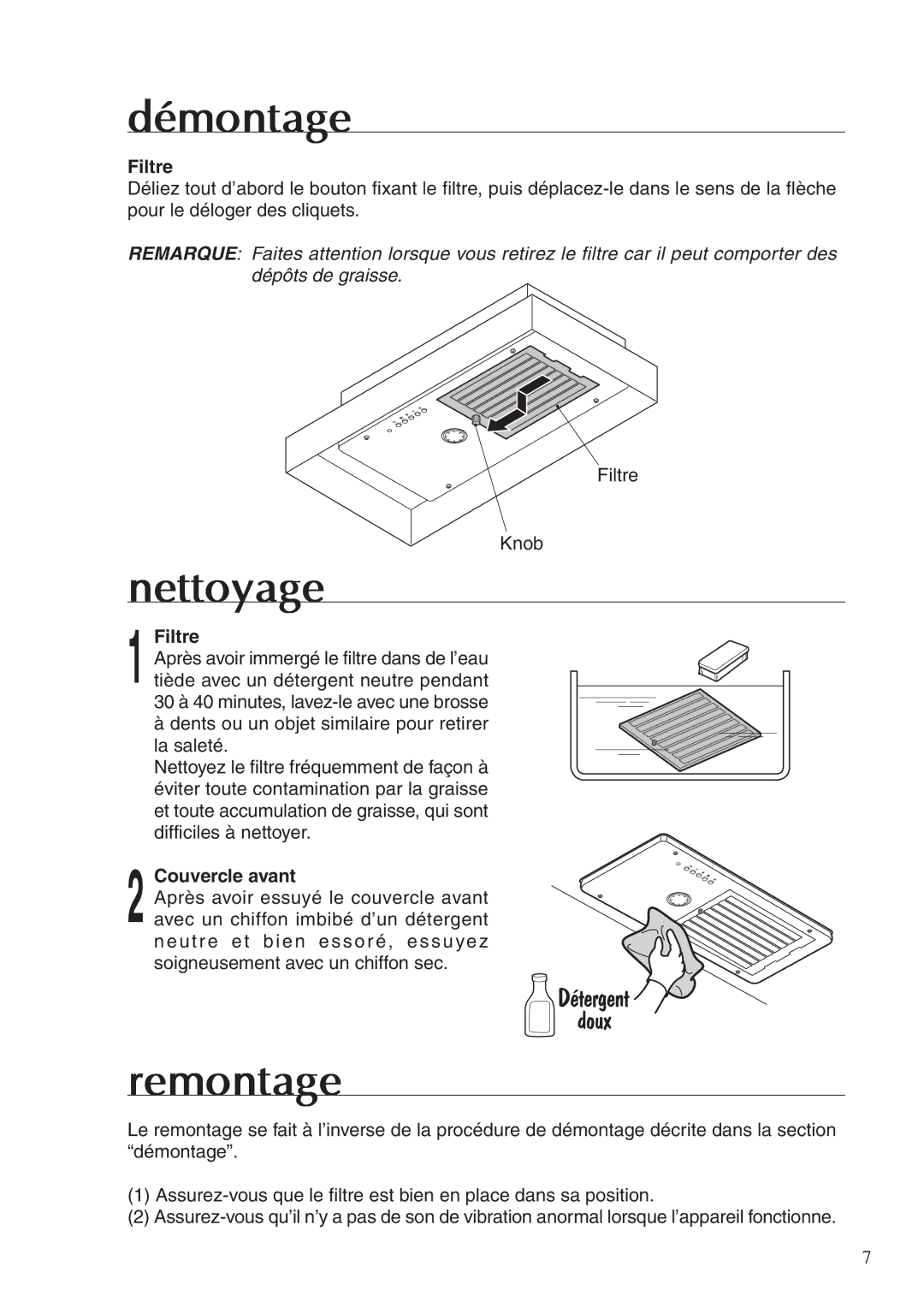 Fujioh BUF-03A operation manual Démontage, Nettoyage, Remontage 