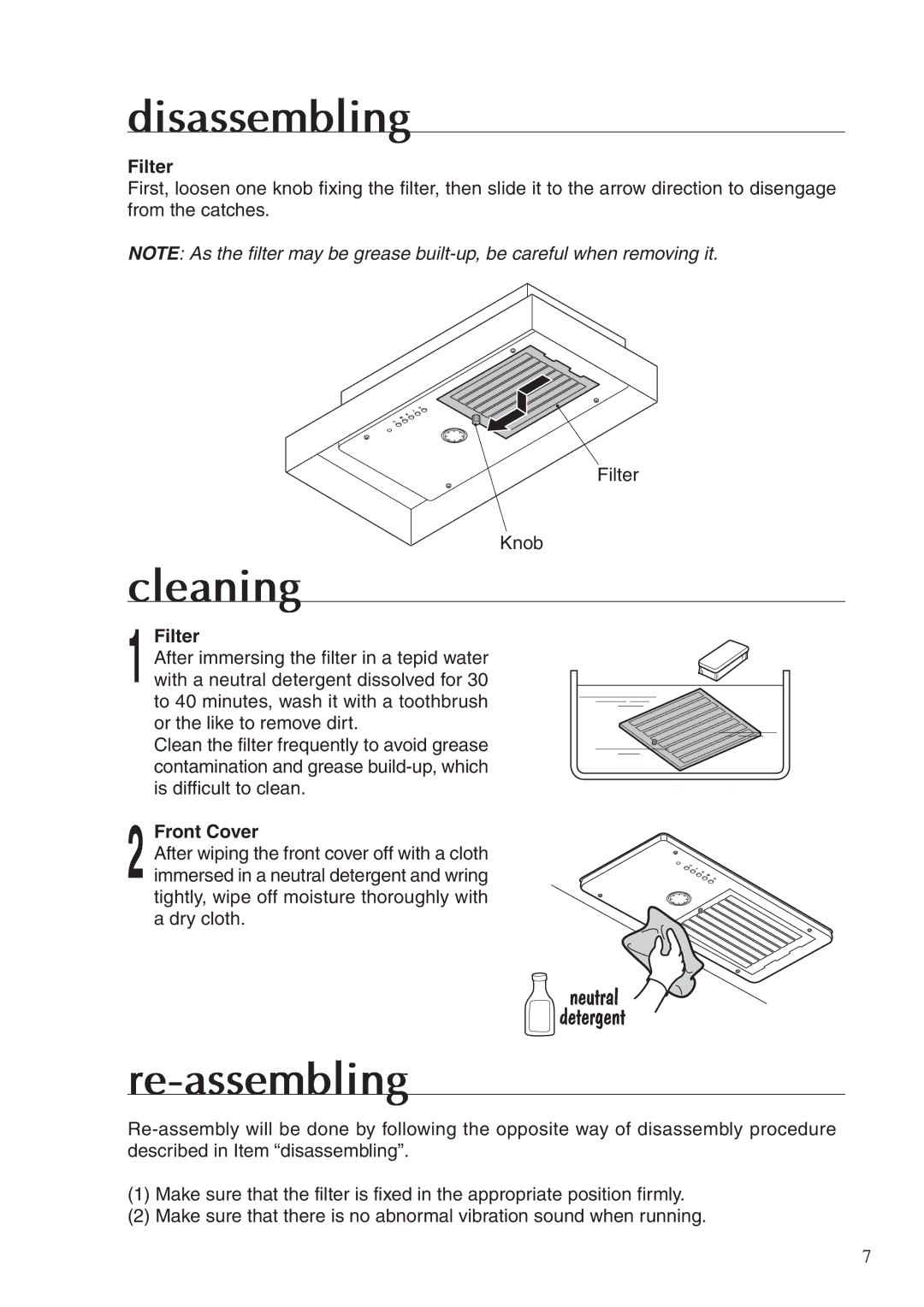 Fujioh BUF-03A operation manual Disassembling, Cleaning, Re-assembling 