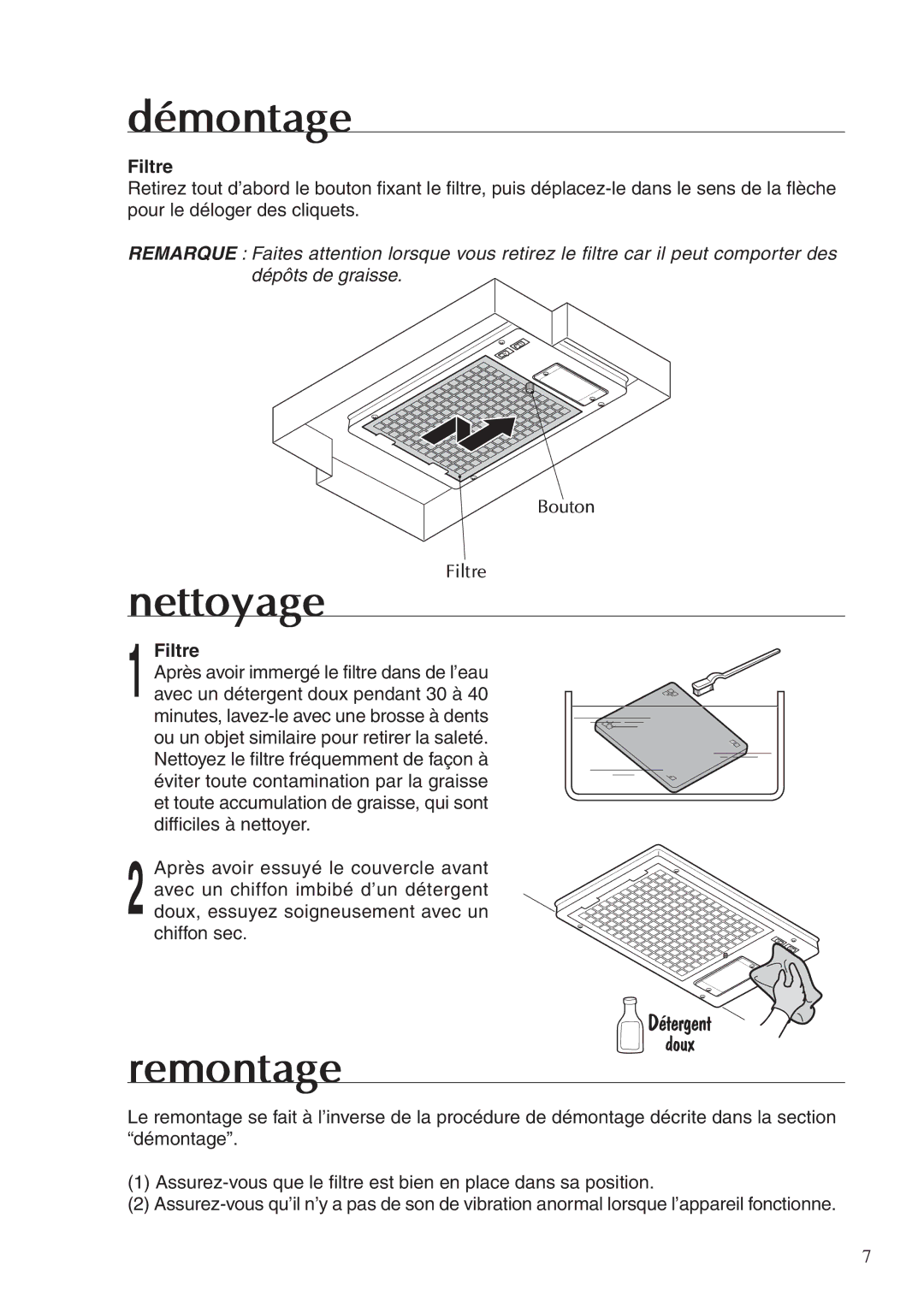 Fujioh BUF-04J operation manual Démontage, Nettoyage, Remontage 