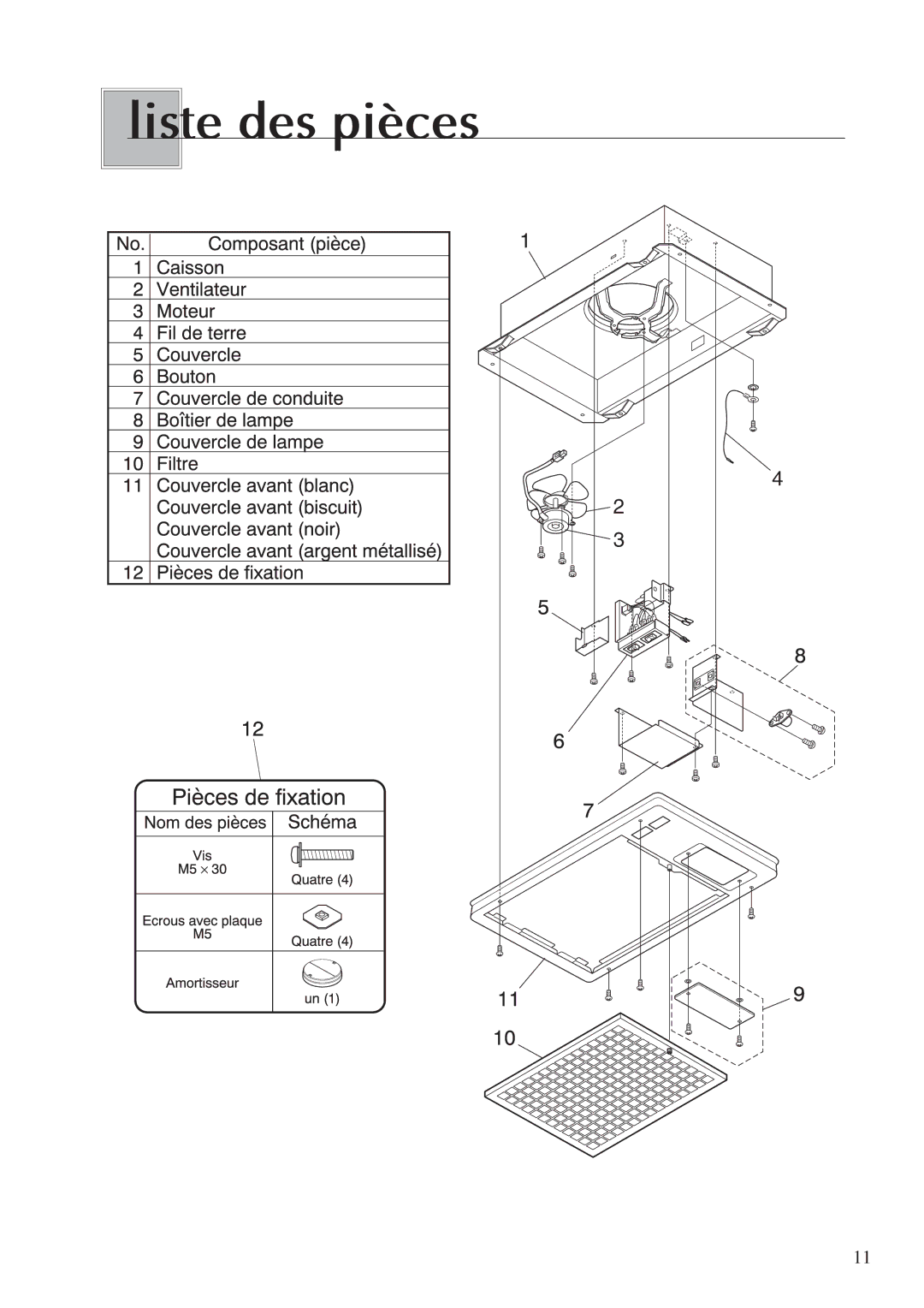 Fujioh BUF-04J operation manual Liste des pièces 