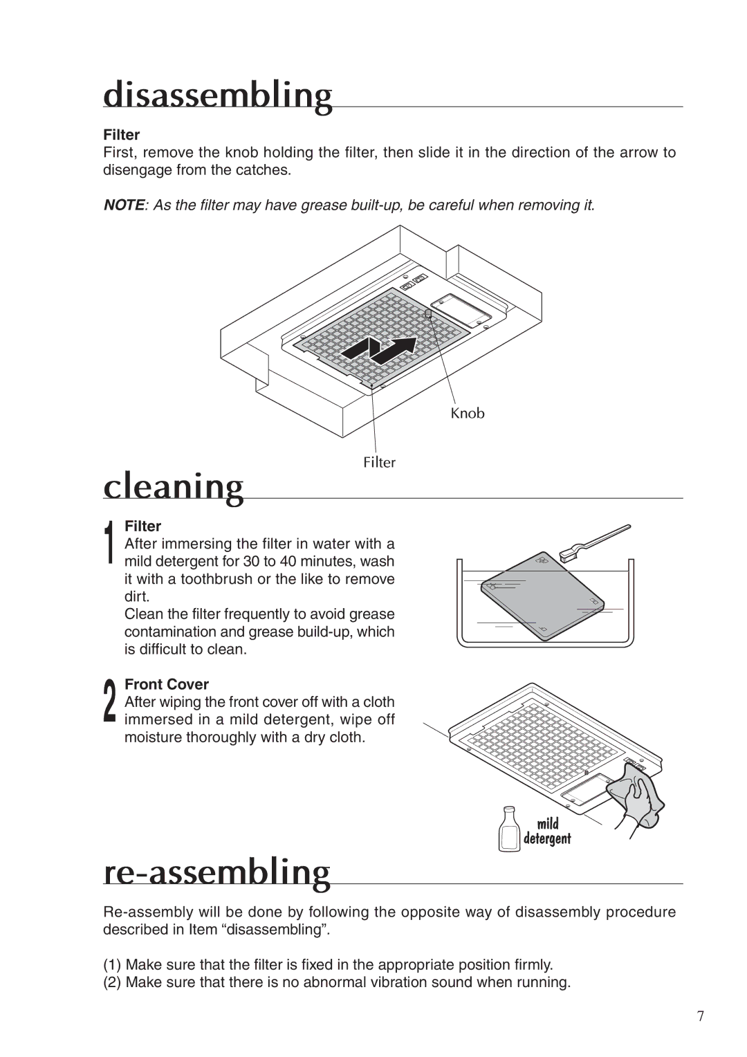 Fujioh BUF-04J operation manual Disassembling, Cleaning, Re-assembling 