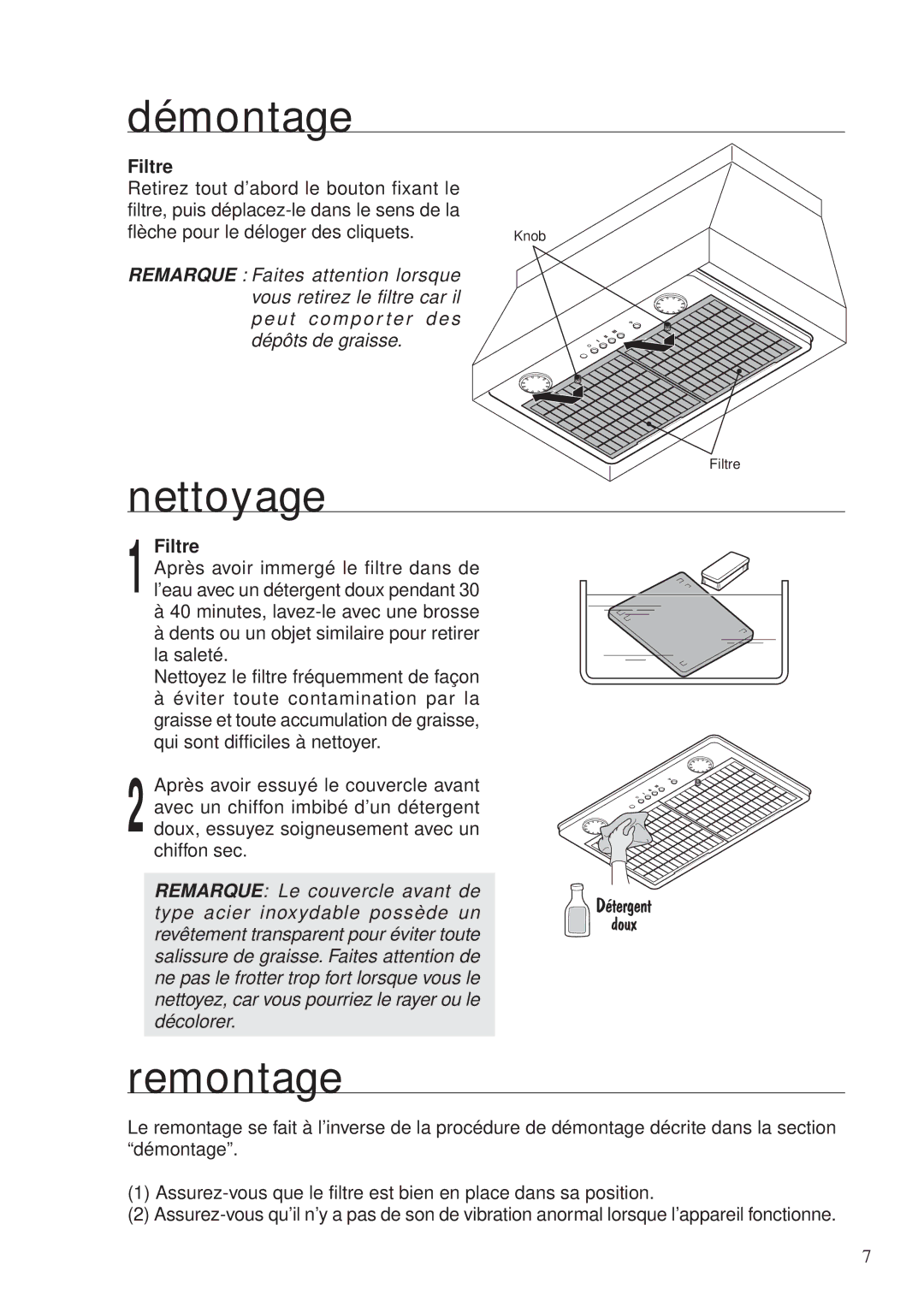 Fujioh BUF-06P operation manual Démontage, Nettoyage, Remontage 