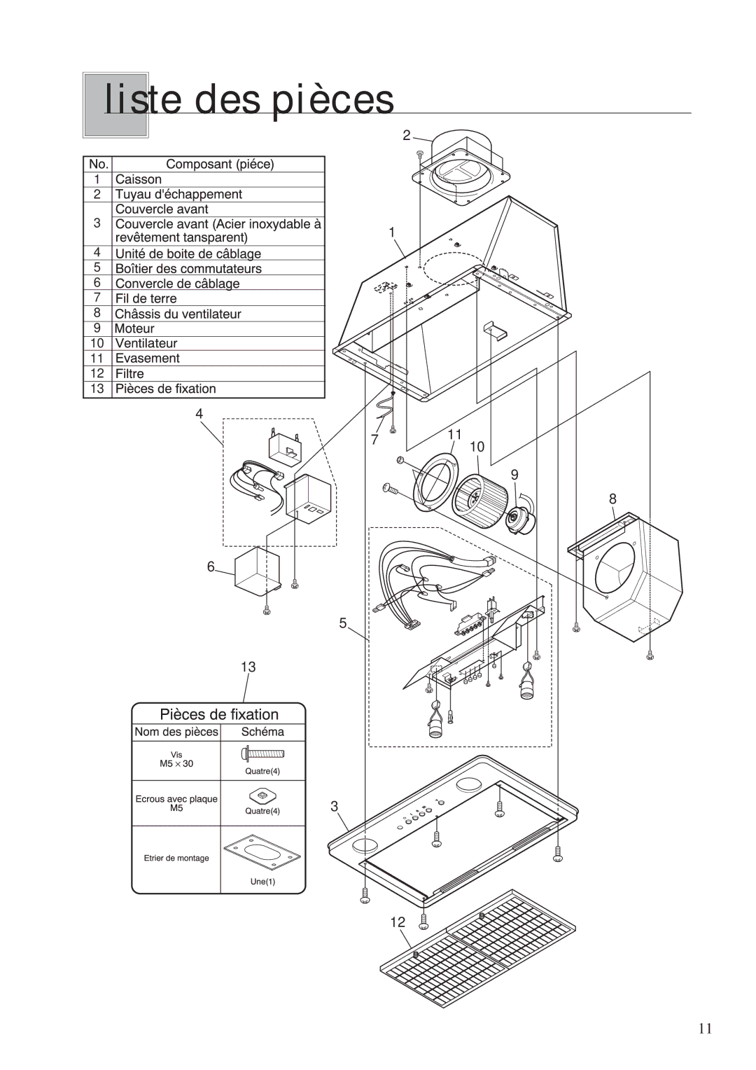 Fujioh BUF-06P operation manual Liste des pièces 