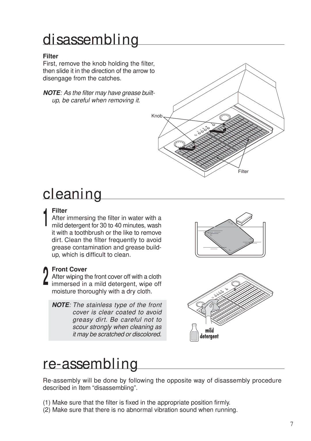 Fujioh BUF-06P operation manual Disassembling, Cleaning, Re-assembling 