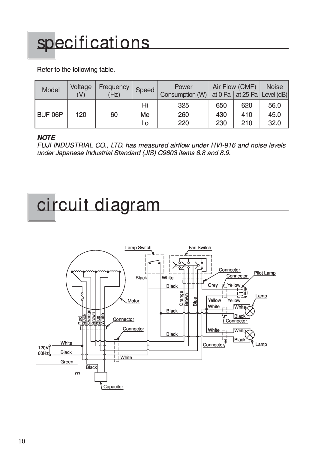 Fujioh BUF-06P operation manual specifications, circuit diagram 