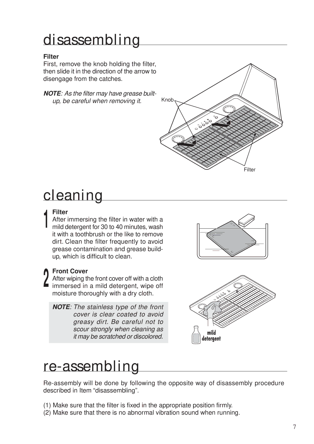 Fujioh BUF-06W operation manual Disassembling, Cleaning, Re-assembling 