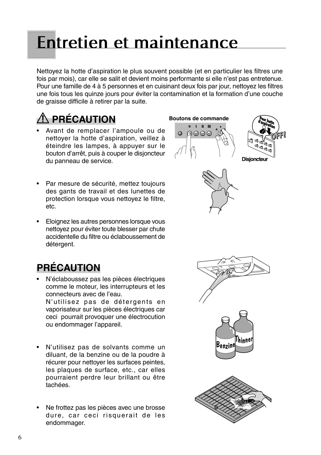 Fujioh BUF-08P, BUF-08W operation manual En tretien et maintenance, Du panneau de service 