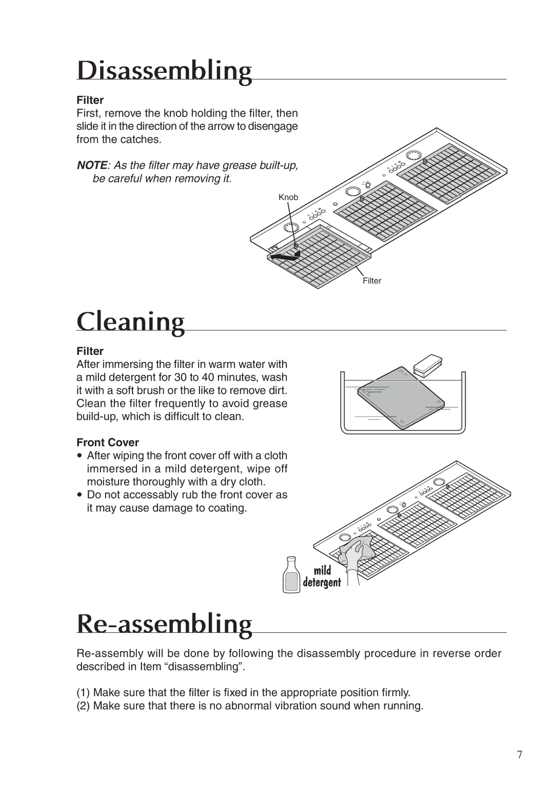 Fujioh BUF-08W, BUF-08P operation manual Disassembling, Cleaning, Re-assembling 