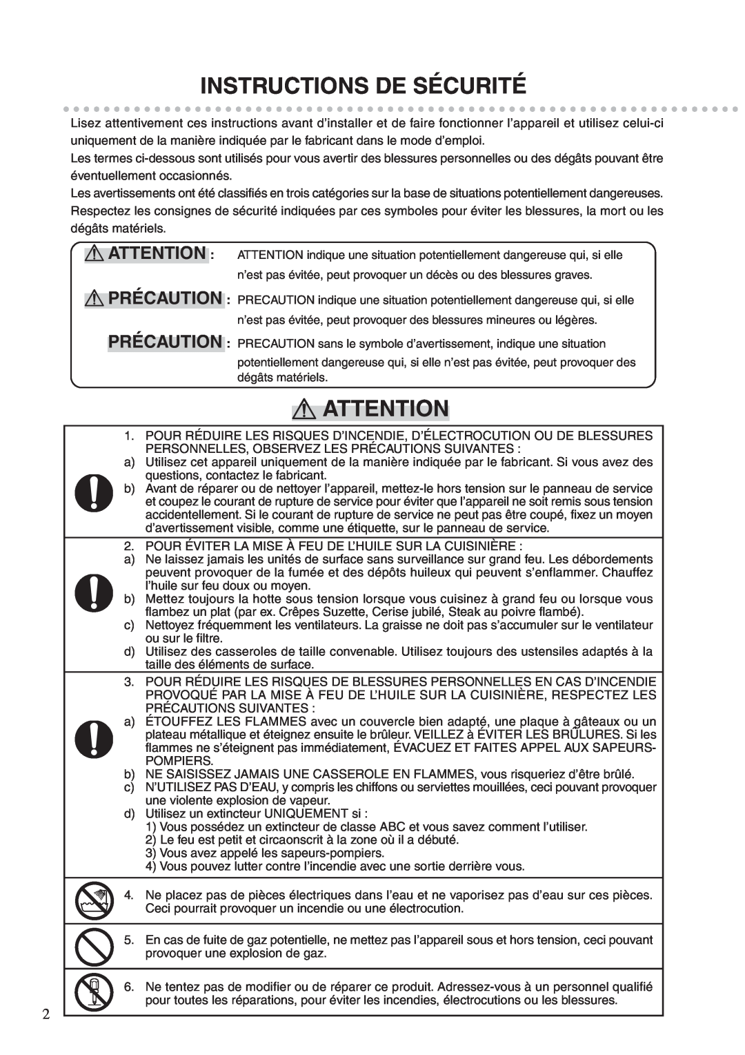 Fujioh BUF-08P, BUF-08W operation manual Instructions De Sécurité 