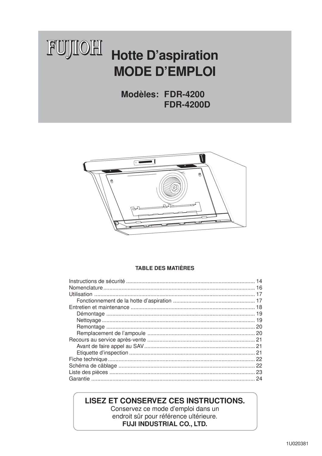 Fujioh FDR-4200D operation manual Mode D’EMPLOI 