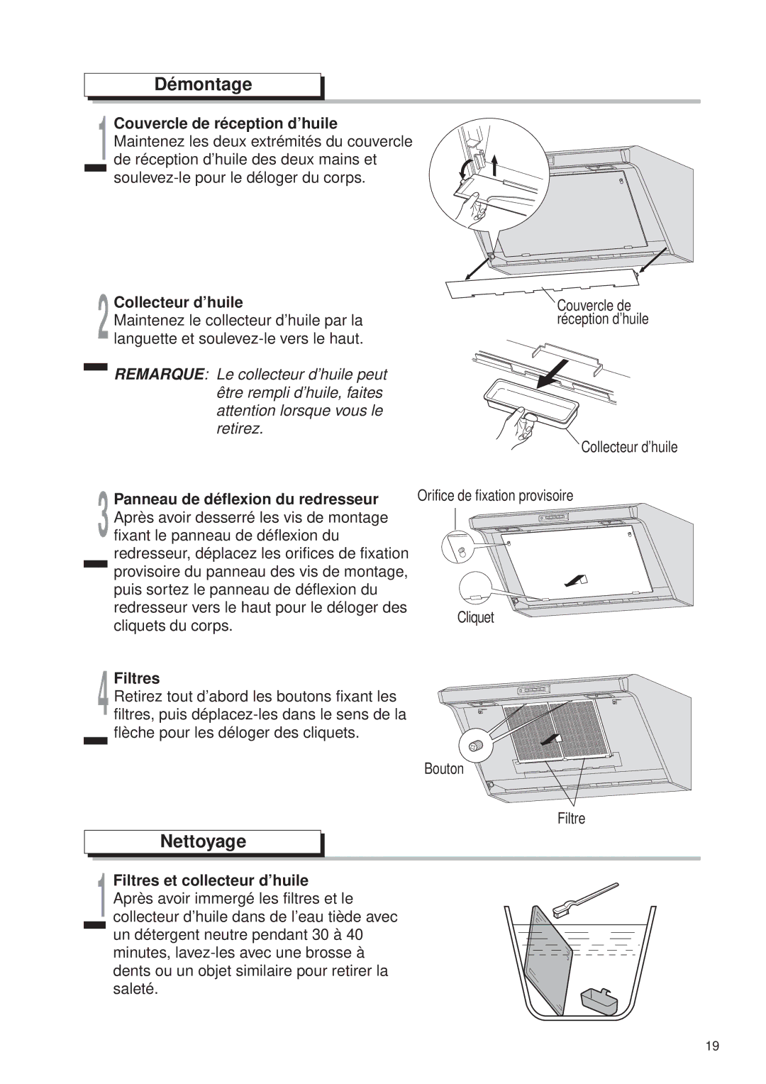 Fujioh FDR-4200D operation manual Démontage, Nettoyage, 2Collecteur d’huile, 4Filtres 