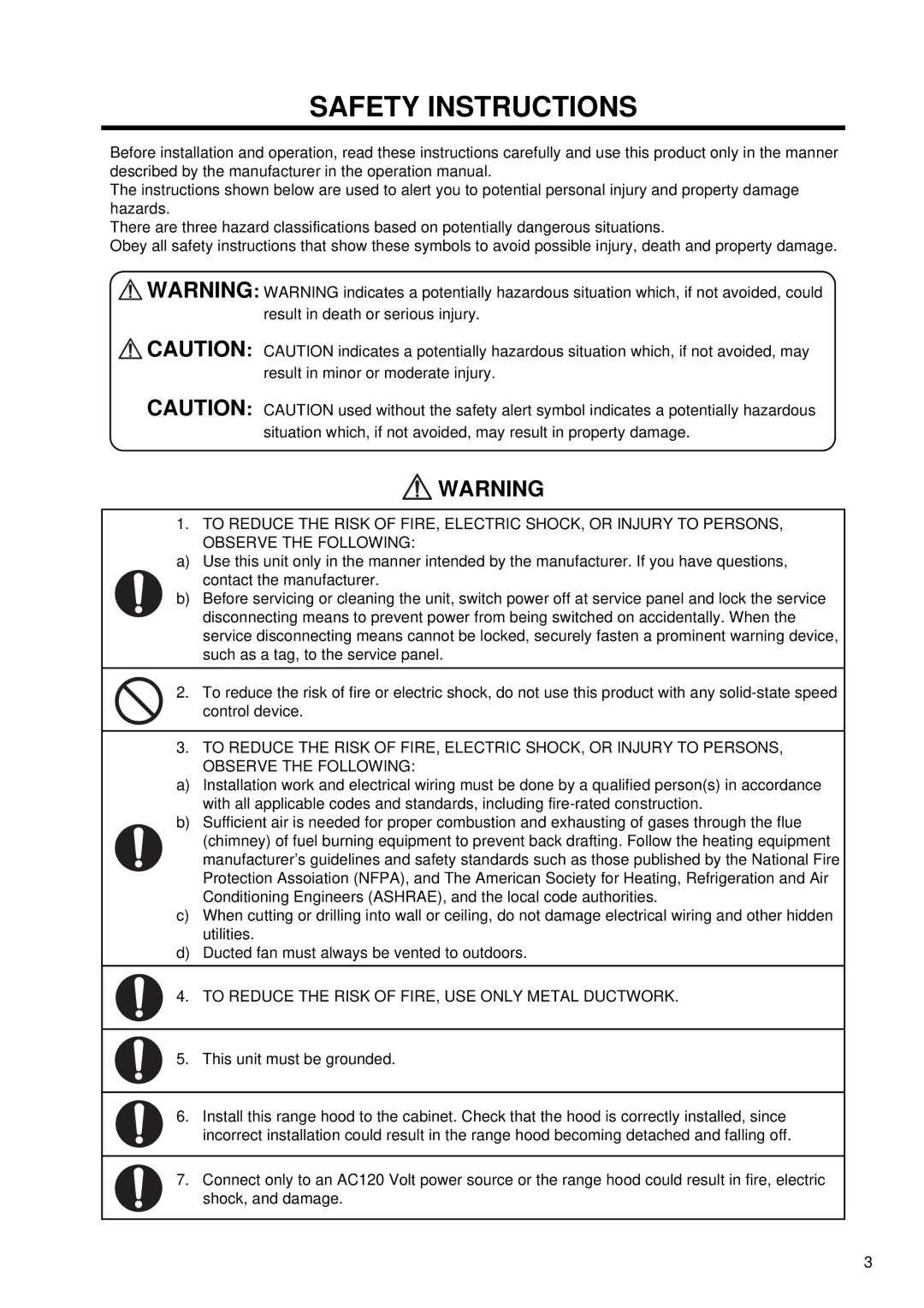 Fujioh FSR-3000 installation manual Safety Instructions 