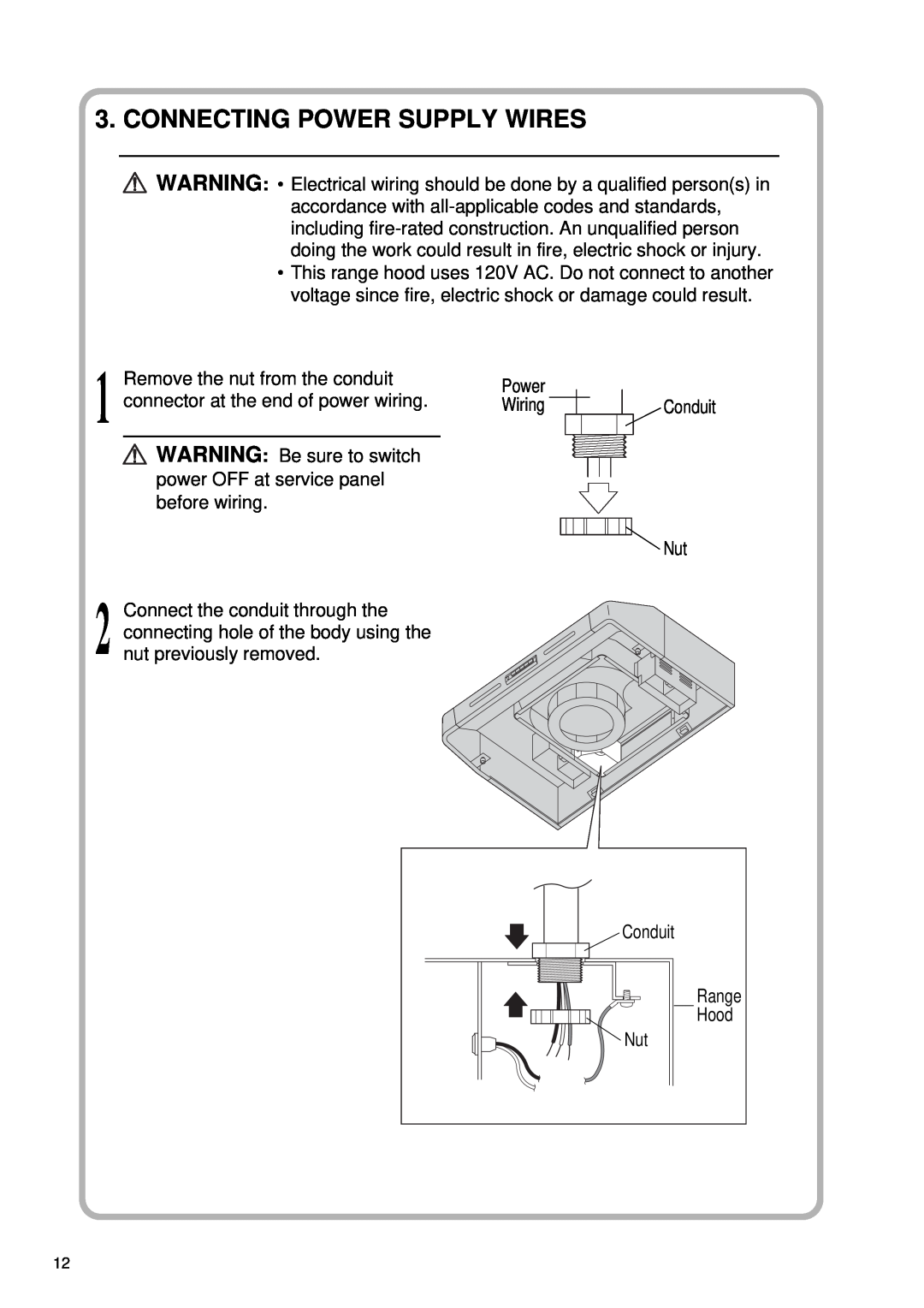 Fujioh FSR-3000 installation manual Connecting Power Supply Wires 