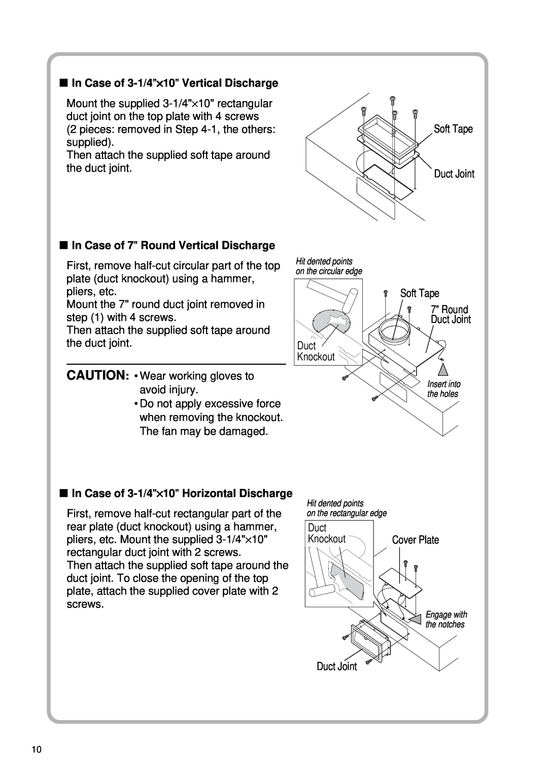 Fujioh FSR-3000 In Case of 3-1/4×10 Vertical Discharge, In Case of 7 Round Vertical Discharge, Hit dented points 