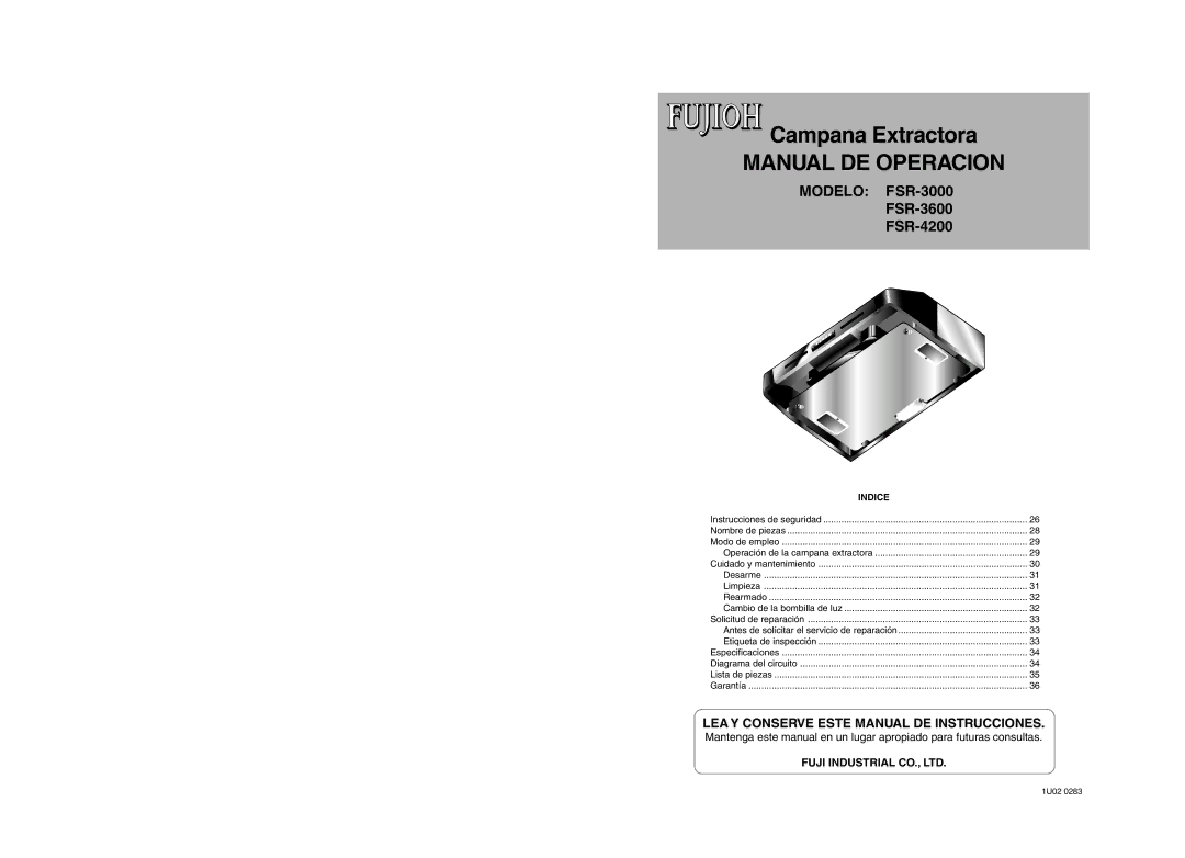 Fujioh FSR-4200, FSR-3600 manual Manual DE Operacion 