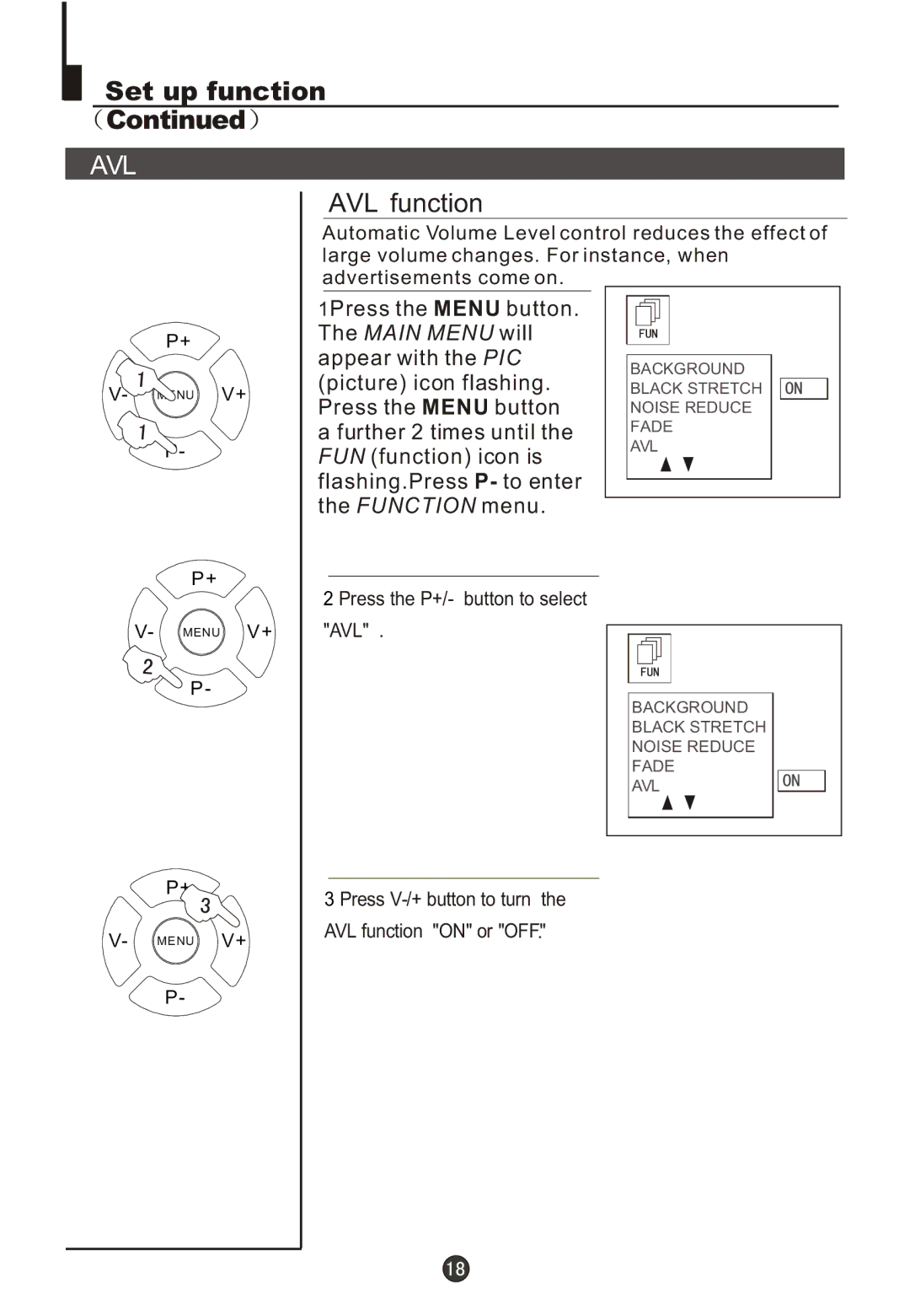 Fujita Cameras CGTV510651 manual Avl, AVL function 