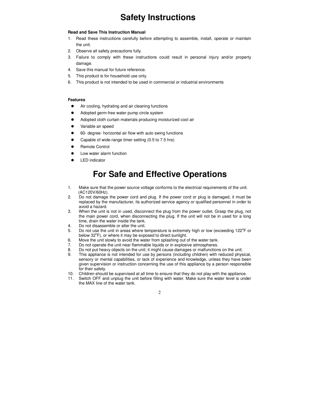 Fujitronic FH-777 instruction manual Safety Instructions, For Safe and Effective Operations, Features 