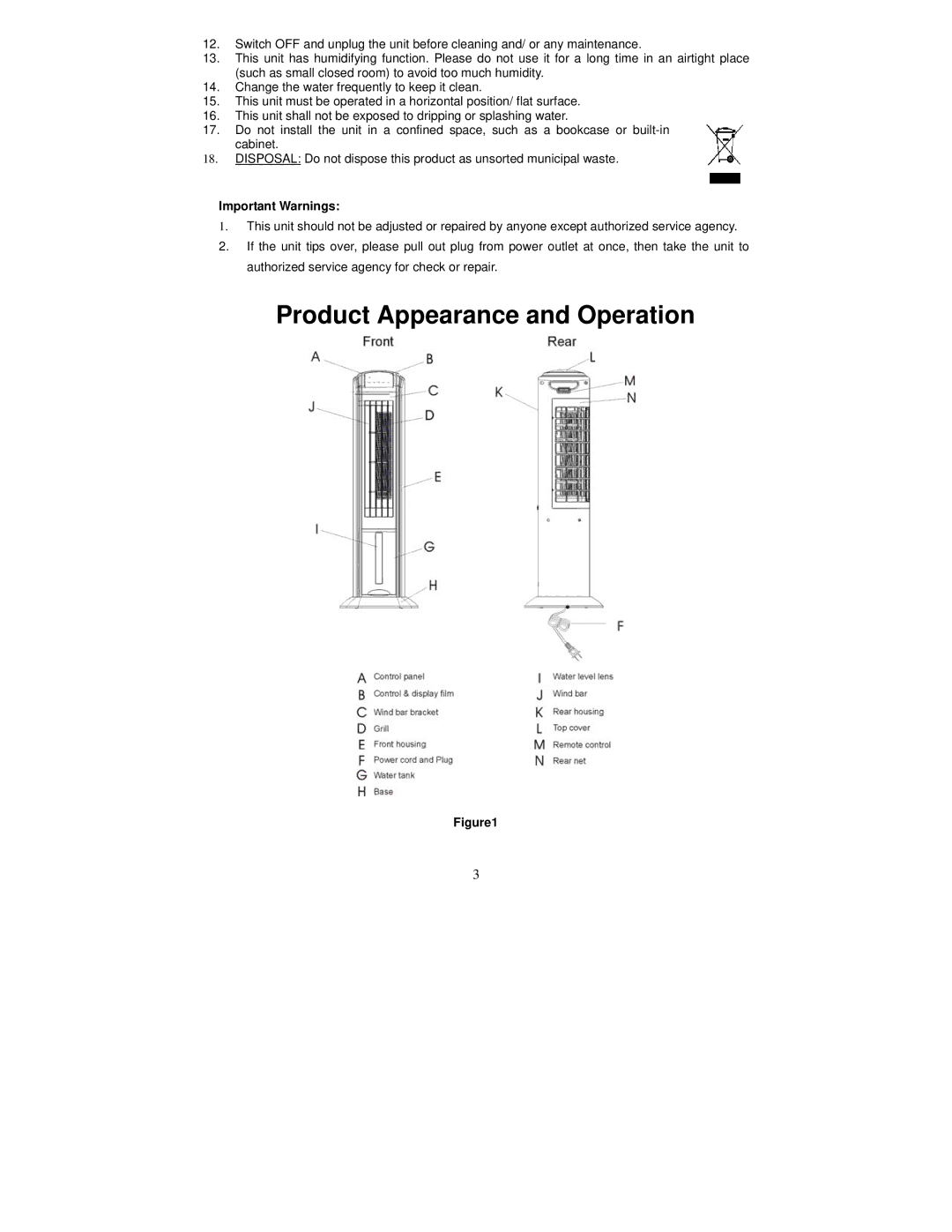 Fujitronic FH-777 instruction manual Product Appearance and Operation, Important Warnings 