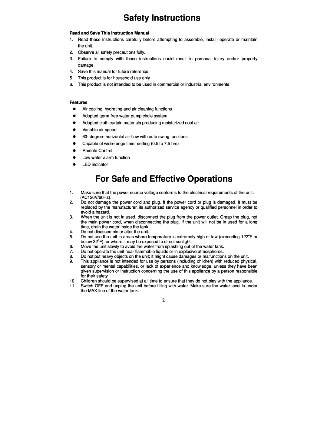 Fujitronic FH-777 instruction manual Safety Instructions, For Safe and Effective Operations, Features 