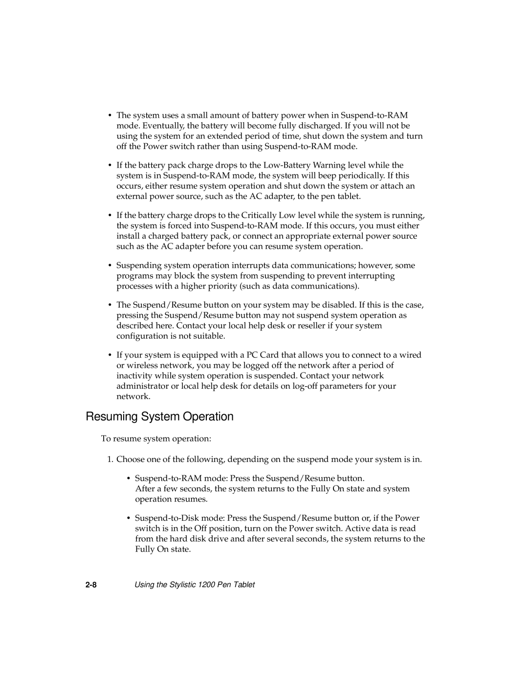 Fujitsu 1200 manual Resuming System Operation 