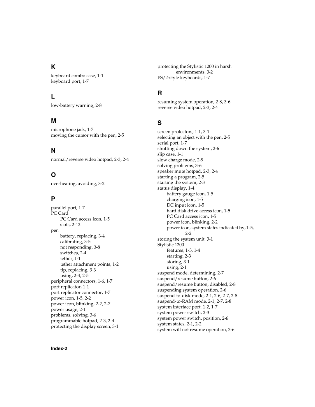 Fujitsu 1200 manual Index-2 